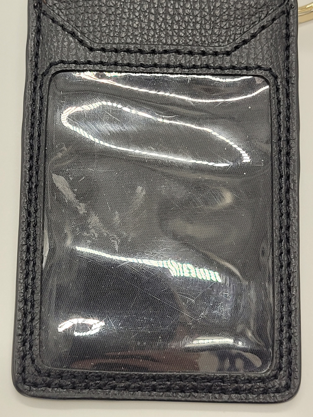 Henri Bendel W 57th Black Leather Card Holder Gold Hardware Slim Keychain Clip - Picture 9 of 12